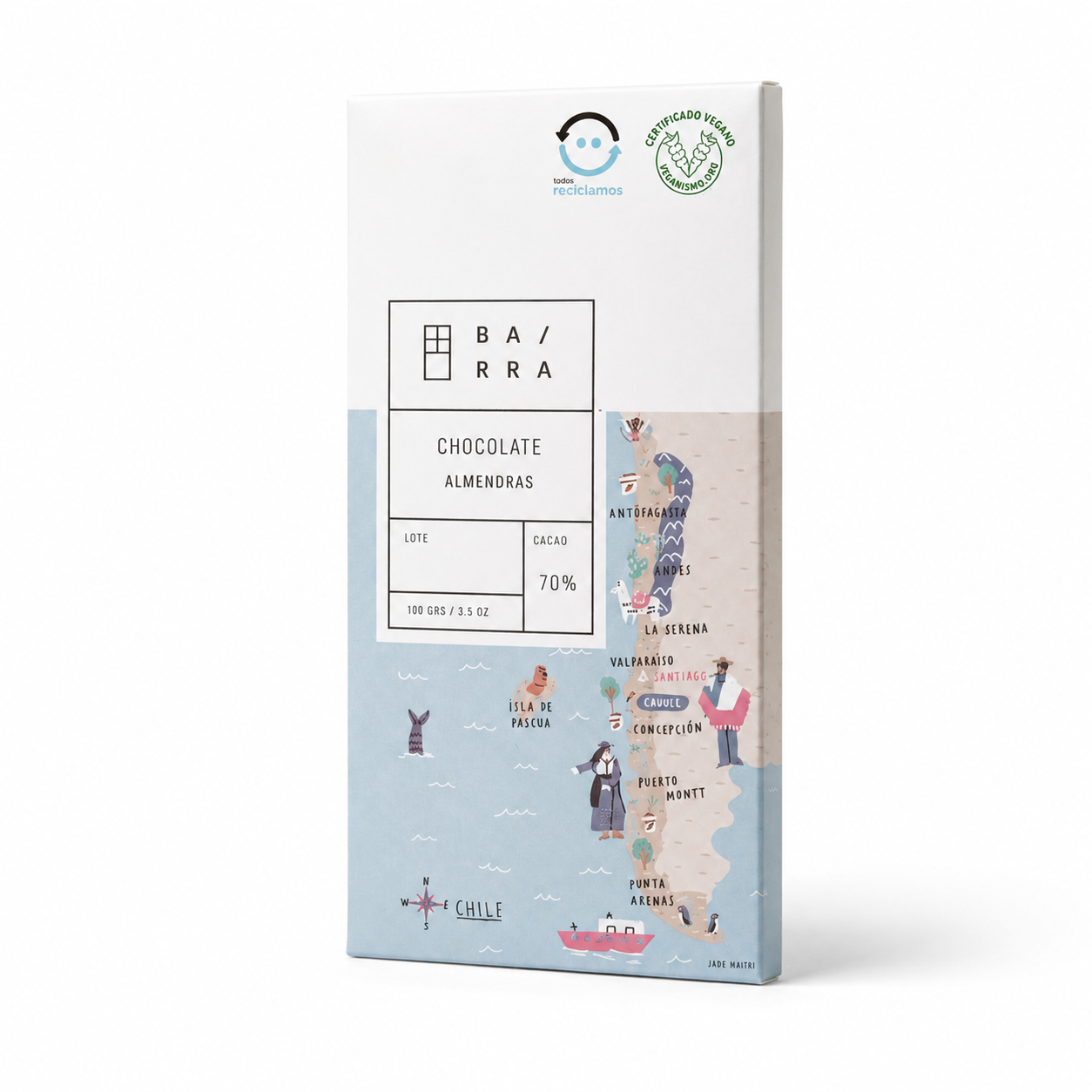 Almendras – Barra chocolate 70% Cacao 100grs