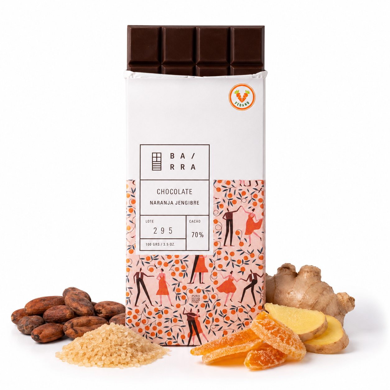 Naranja Jengibre – Barra Chocolate 70% Cacao 100grs
