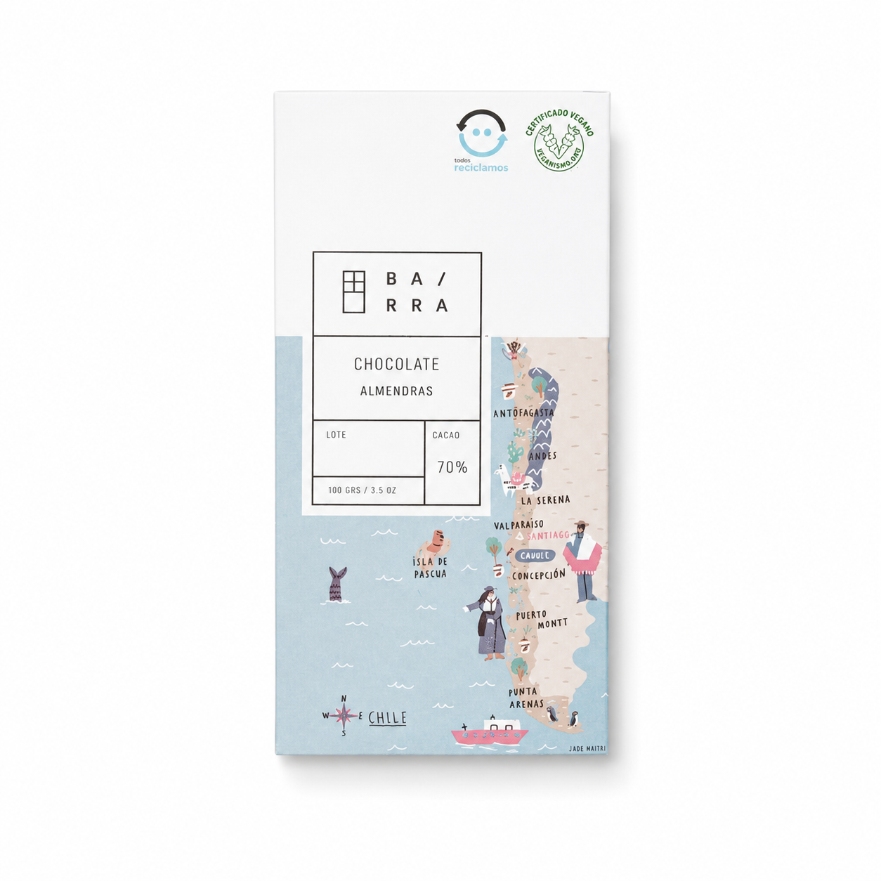 Almendras – Barra chocolate 70% Cacao 100grs