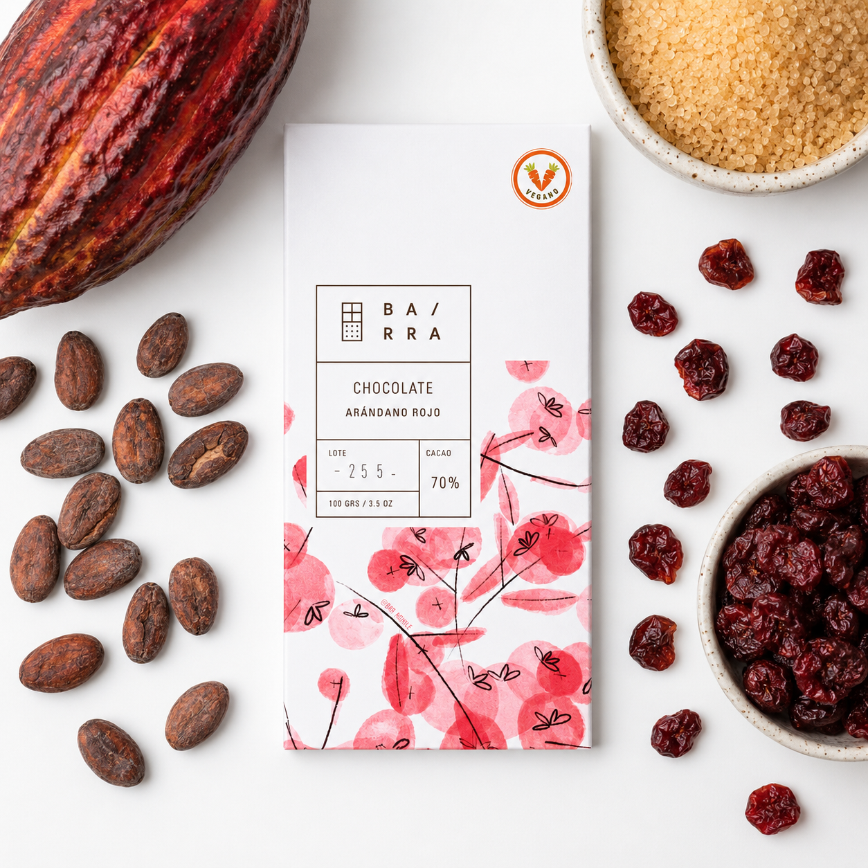 Arándano Rojo – Barra Chocolate 70% Cacao 100grs